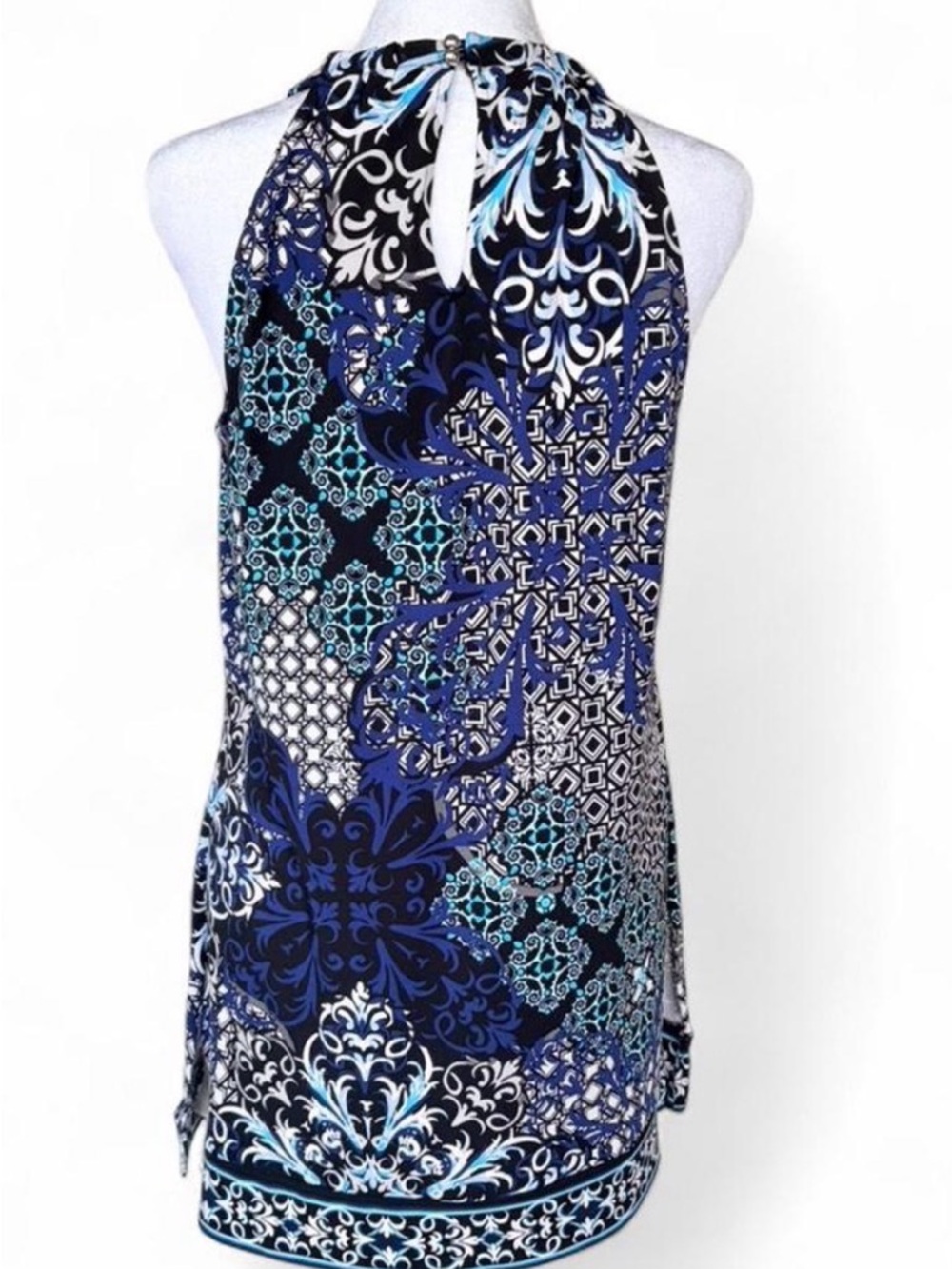 White House Black Market Navy Black Floral-Print Halter Camisole - Picture 5 of 8